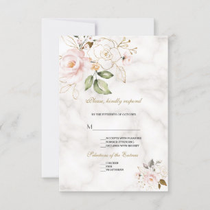 Einmalige Blush-Blume-Hochzeit RSVP Karte