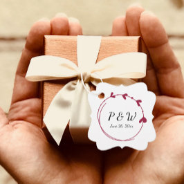 Einmalige Hochzeit des Wine Red Heart Wreath Monog Geschenkanhänger