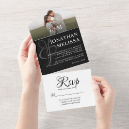 Einmalige Hochzeit in Schwarz-Weiß-Foto All In One Einladung