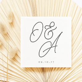 Einmalige Hochzeit mit Schwarz-Weiß-Script Serviette