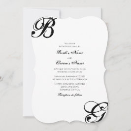 Einmalige Hochzeit mit Schwarzweiß-Script Einladung