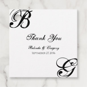 Einmalige Hochzeit mit Schwarzweiß-Script Geschenkanhänger