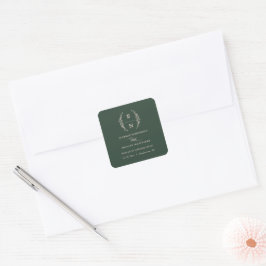 Einmalige Hochzeit von Floral gestapelten Initiale Quadratischer Aufkleber