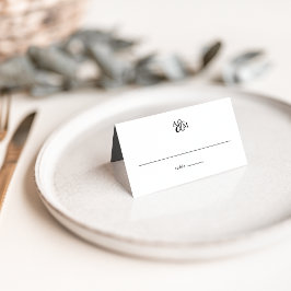 Einmalige Hochzeit von Schwarz-Weiß-Ampersand Platzkarte