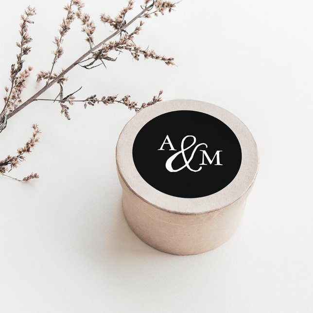 Einmalige Hochzeit von Schwarz-Weiß-Ampersand Runder Aufkleber (Von Creator hochgeladen)