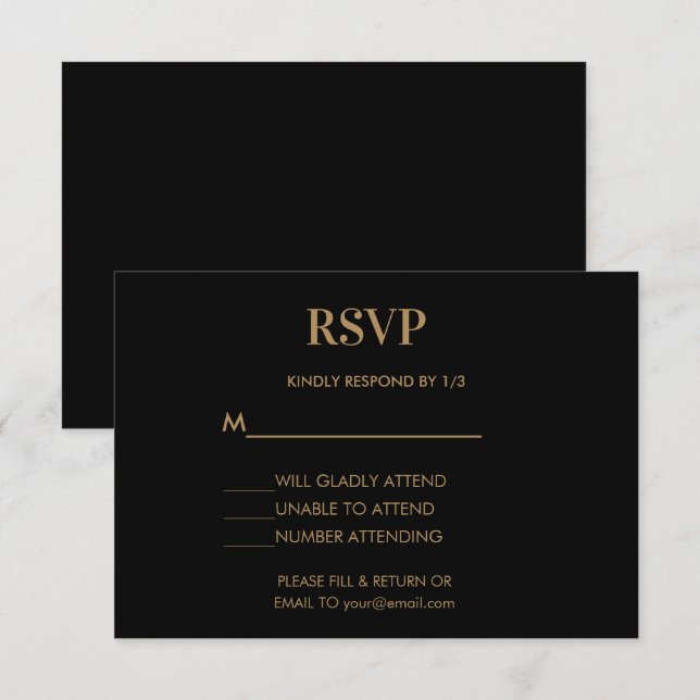 Einmalige Hochzeitstiefel-Minimalistisch-Schwarz RSVP Karte (Vorne/Hinten)