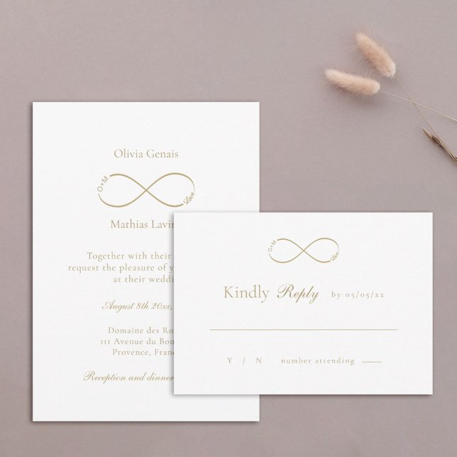 Einmalige Liebe-Monogram-Elegant-Hochzeit RSVP Karte (Von Creator hochgeladen)