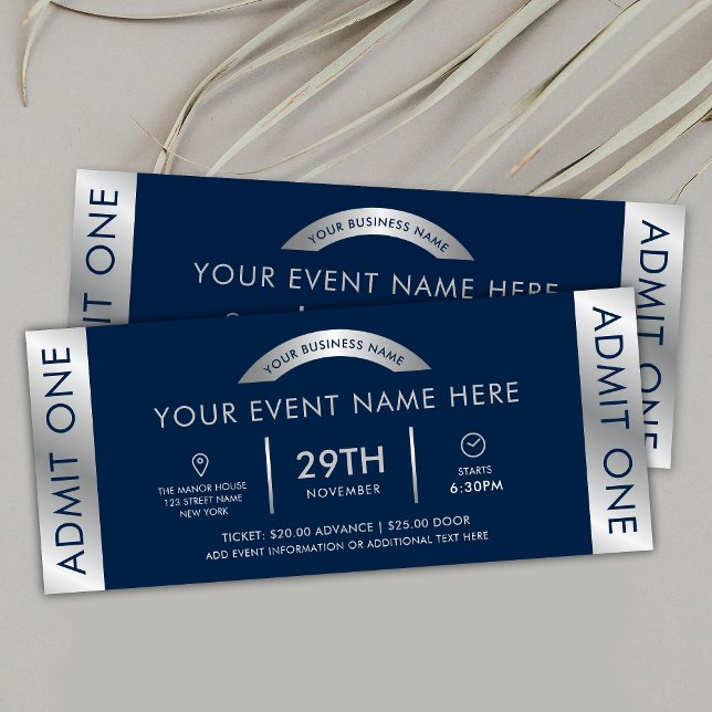 Einmalige Vergabe eines Navy & Silver Event Ticket Einladung (Von Creator hochgeladen)