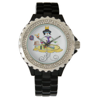 Einmaliges Mädchen mit einem Festtisch Armbanduhr