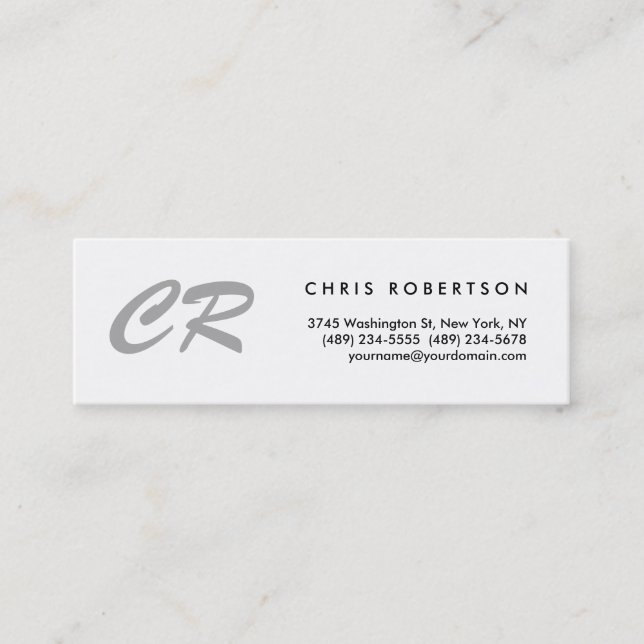 Einmaliges Pinselskriptmonogramm Minimalistisch Mini Visitenkarte (Vorderseite)