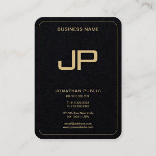 Einmaliges Premium-Schwarz-Gold-Text-Monogramm Visitenkarte