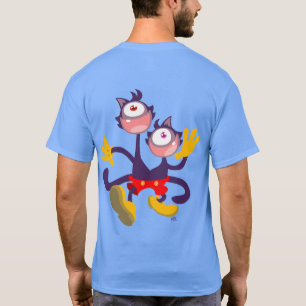 Einokulare Katzen in Tandem T - Shirt laufen (hint