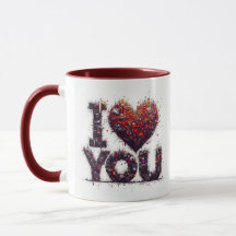 Einprägen in einer Tasse mit "I Liebe You"