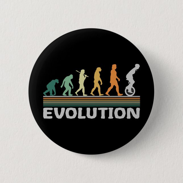 Einrad Circus Artist Evolution Retro Funny Button (Vorderseite)