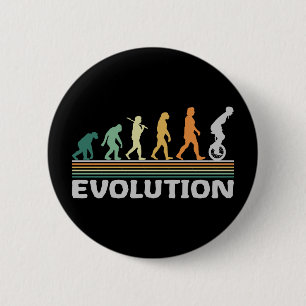 Einrad Circus Artist Evolution Retro Funny Button