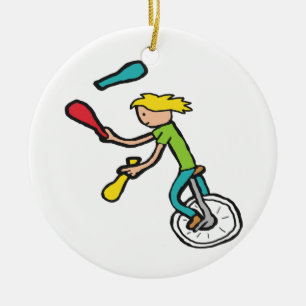 Einrad Jongleur Keramik Ornament