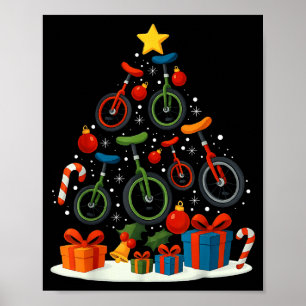 Einradfahren Einrad Weihnachtsbaum Xmas Poster