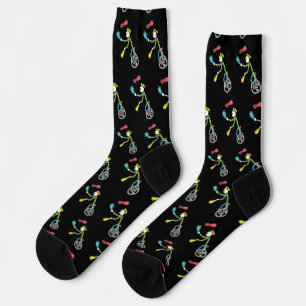 Einradfahrender Stockmann Jongleur Socken