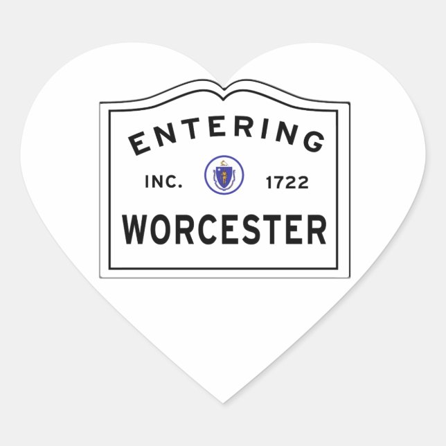 Einreise in die Stadt Worcester MA Herz-Aufkleber (Vorderseite)