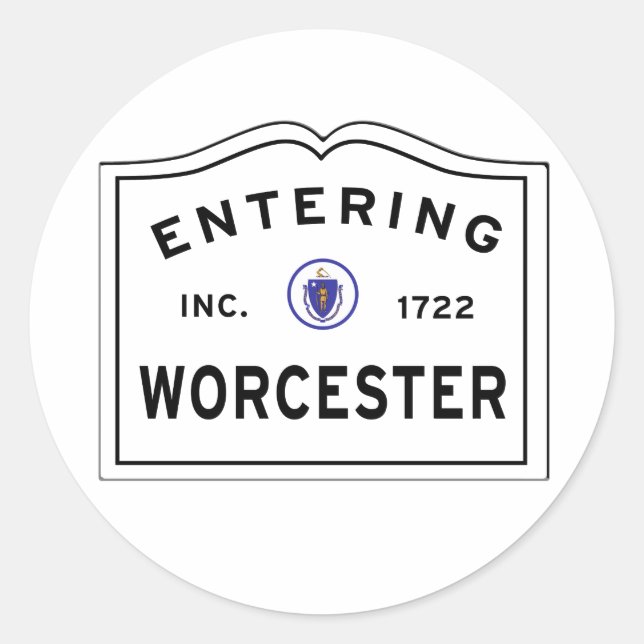 Einreise in die Stadt Worcester MA Runder Aufkleber (Vorderseite)