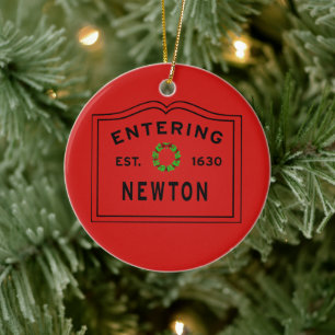 Einreise nach Newton, MA Holiday Keramik Ornament