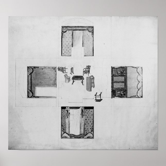 Einrichtung für einen kleinen zeichnend Raum Poster (Vorne)
