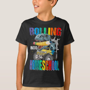 Einrollung in das Homeschool Monster Truck Dinosau T-Shirt
