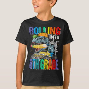 Einrollung in die 6. Klasse Monster Truck Dinosaur T-Shirt