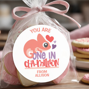 Eins an Chamäleon Valentinstag Runder Aufkleber