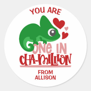 Eins an Chamäleon Valentinstag Runder Aufkleber