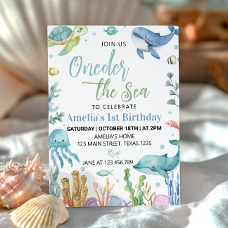 Eins der Niedlichen Ozeantiere zum Geburtstag Einladung