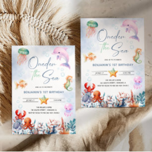 Eins der See 1. Geburtstag unter dem Meer Einladung