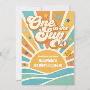 Eins im Retro-Blau des Sonnenscheins zum 1. Geburt Einladung