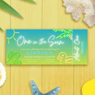 Eins in der Sonne - Junge 1. Geburtstag Ticket Einladung