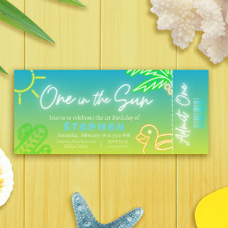 Eins in der Sonne - Junge 1. Geburtstag Ticket Einladung