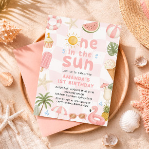 Eins in der Strandparty-Sommer-Sonnenparty 1. Gebu Einladung