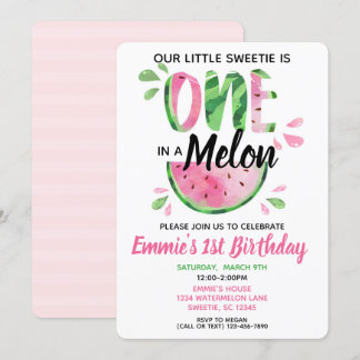 Eins in ein Melon Little Girl Einladung zum ersten