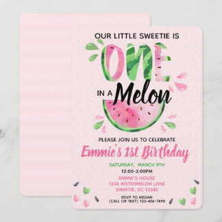 Eins in ein Melon Little Girl Einladung zum ersten
