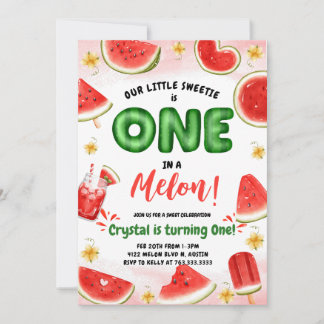 Eins in einem Melon 1. Geburtstag Einladung