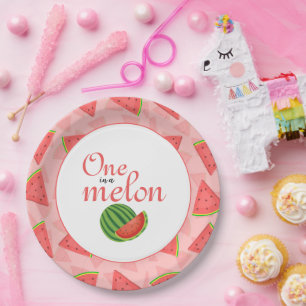 Eins in einem Melon 1. Geburtstag Party Wassermelo Pappteller