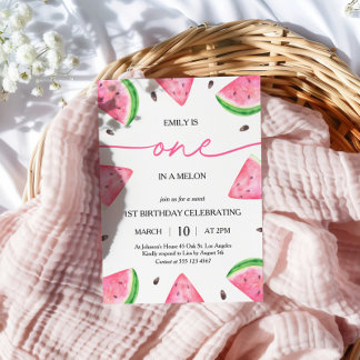 Eins in einem Melon 1. Geburtstag Wassermelone Geb Einladung