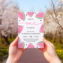 Eins in einem Melon 1. Geburtstag Wassermelone Geb Einladung