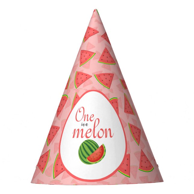 Eins in einem Melon 1. Geburtstag Wassermelone Partyhütchen (Vorderseite)