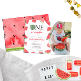Eins in einem Melon Foto 1. Geburtstag Einladung