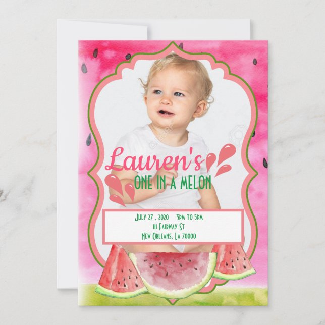 Eins in einem Melon Geburtstag Einladung (Vorderseite)
