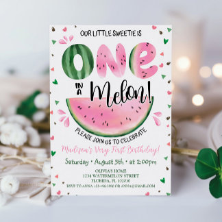 Eins in einem Melon Geburtstags Einladung Watermel