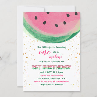 Eins in einem Melon Girly Einladung zum 1. Geburts