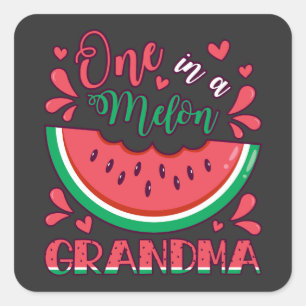 Eins in einem Melon Oma B-Day Party Quadratischer Aufkleber