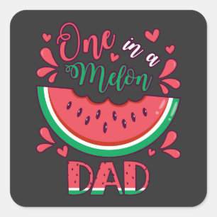 Eins in einem Melon-Vater B-Day-Party Quadratischer Aufkleber