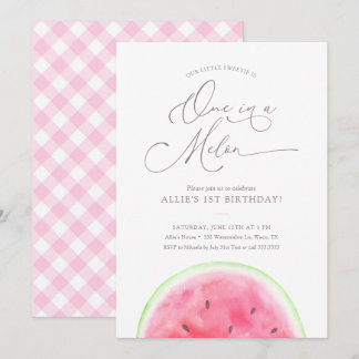 Eins in einem Melon Watermelon 1. Geburtstag Party Einladung